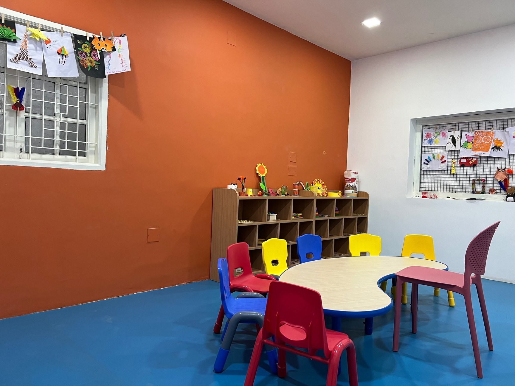 Bright classroom with learning materials